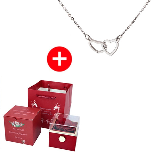 Eternal Rose Box - W/ Engraved Necklace & Real Rose