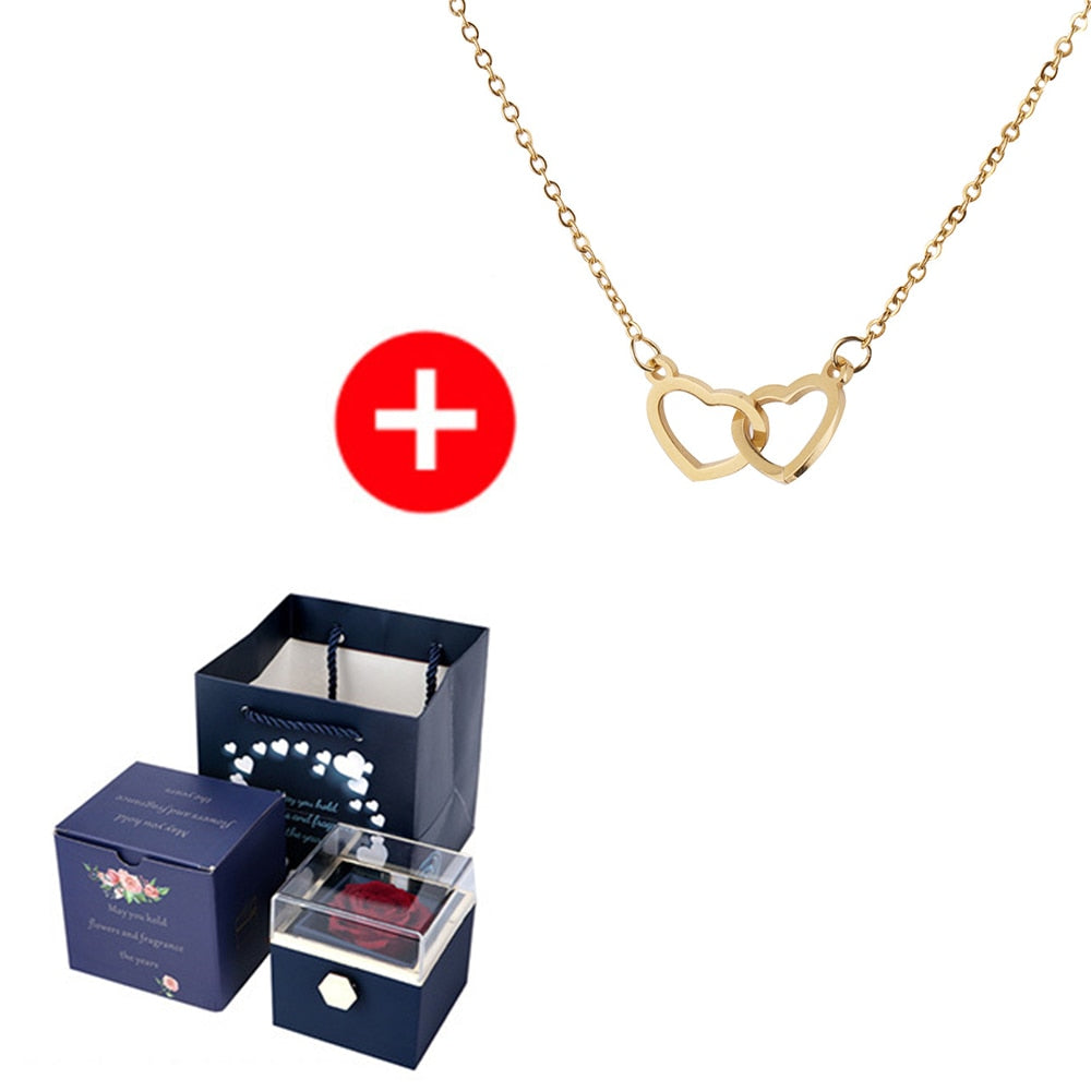Eternal Rose Box - W/ Engraved Necklace & Real Rose