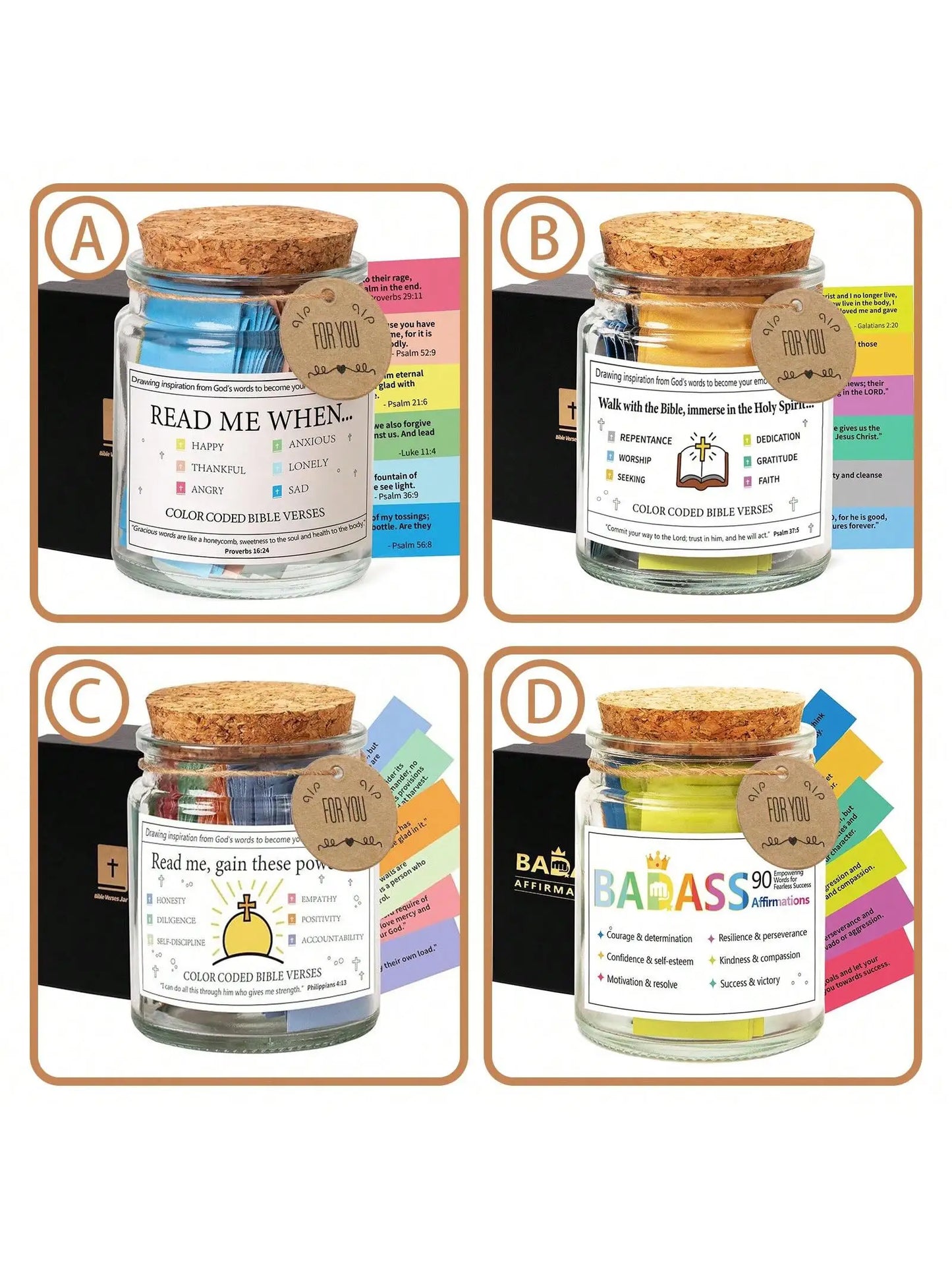Handcrafted Bible Verse Jar – 90 Days of Inspiration & Faith (Gift-Ready Box Included)