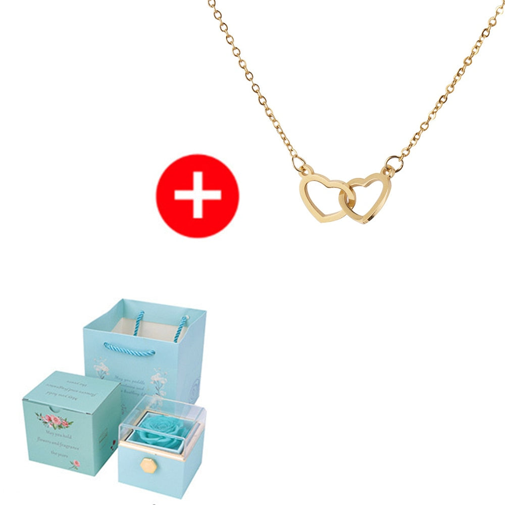 Eternal Rose Box - W/ Engraved Necklace & Real Rose