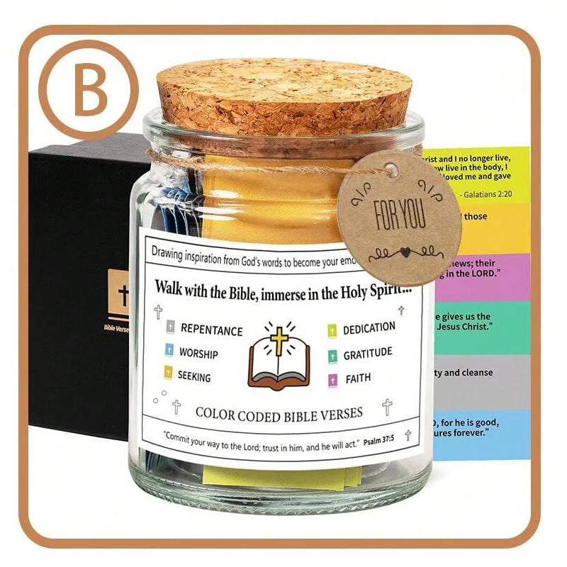 Handcrafted Bible Verse Jar – 90 Days of Inspiration & Faith (Gift-Ready Box Included)