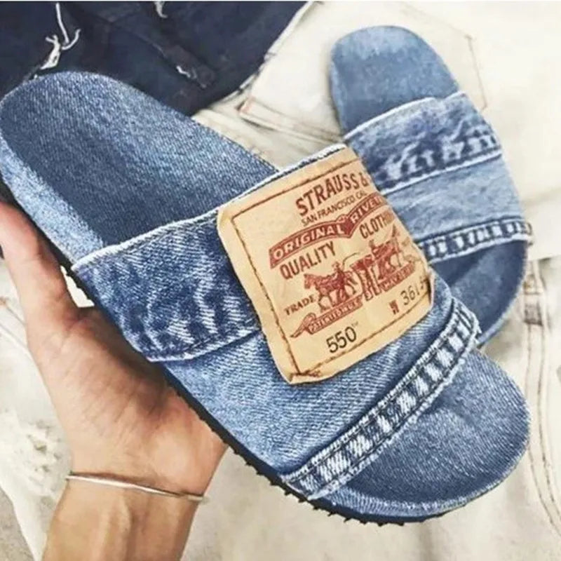 VINTAGE DENIM SLIDES