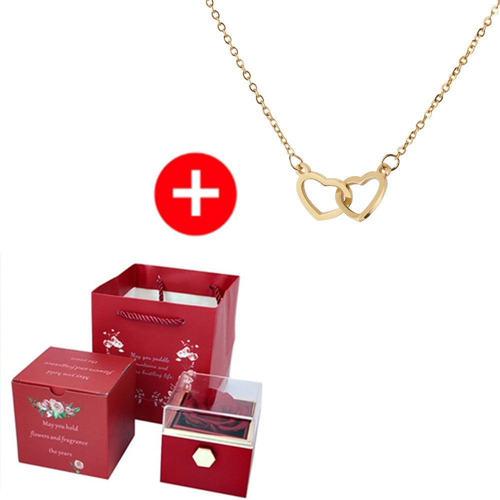 Eternal Rose Box - W/ Engraved Necklace & Real Rose