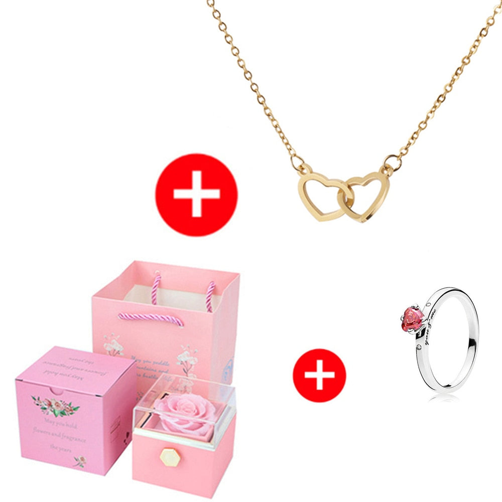 Eternal Rose Box - W/ Engraved Necklace & Real Rose