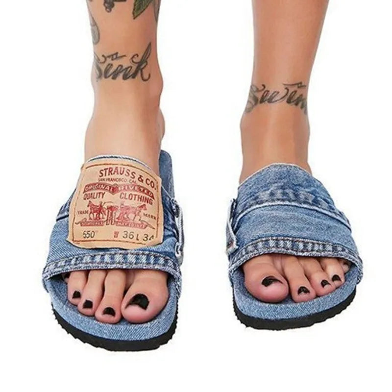 VINTAGE DENIM SLIDES