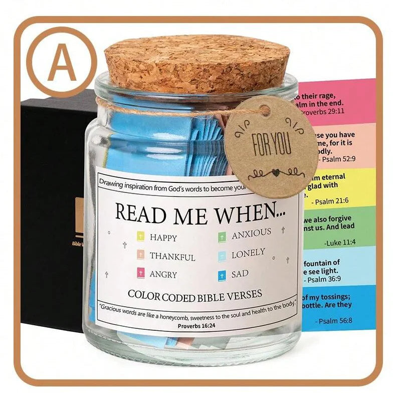 Handcrafted Bible Verse Jar – 90 Days of Inspiration & Faith (Gift-Ready Box Included)
