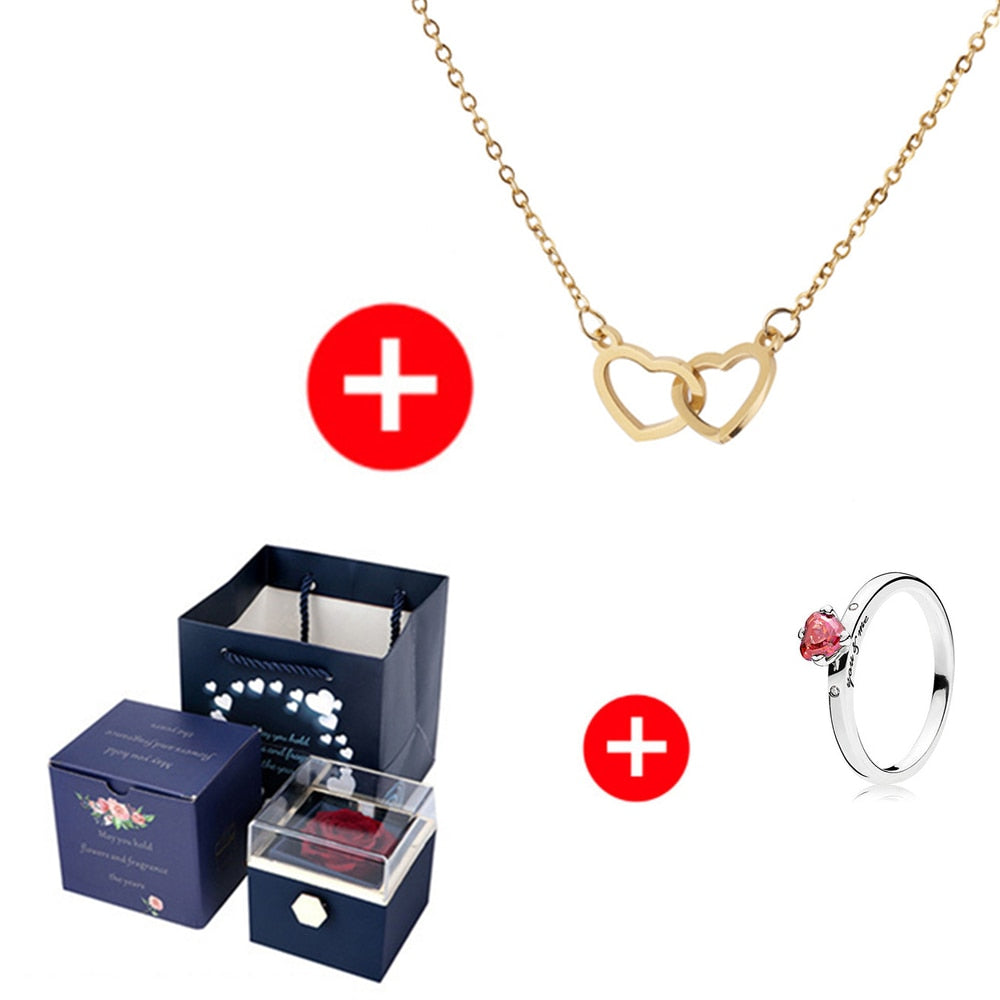 Eternal Rose Box - W/ Engraved Necklace & Real Rose