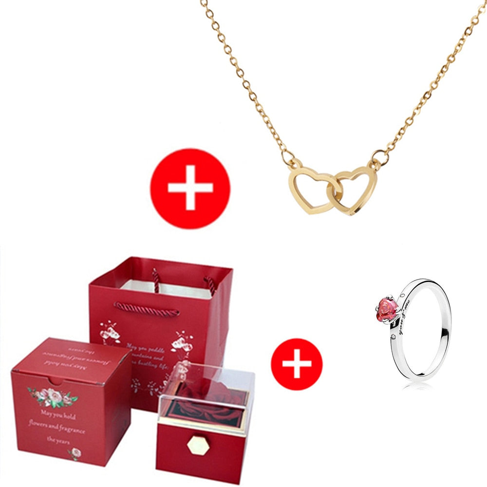 Eternal Rose Box - W/ Engraved Necklace & Real Rose