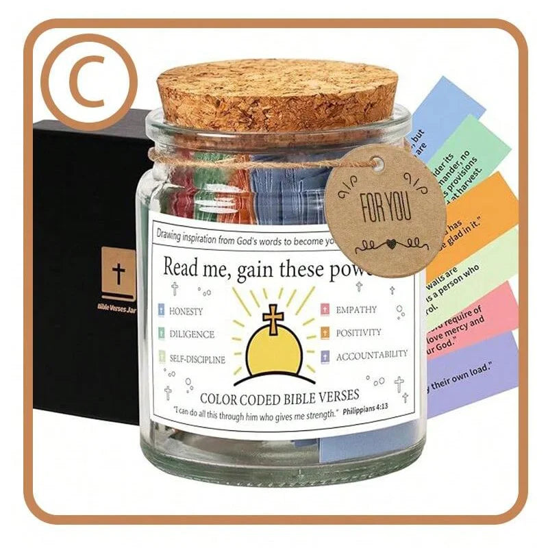 Handcrafted Bible Verse Jar – 90 Days of Inspiration & Faith (Gift-Ready Box Included)