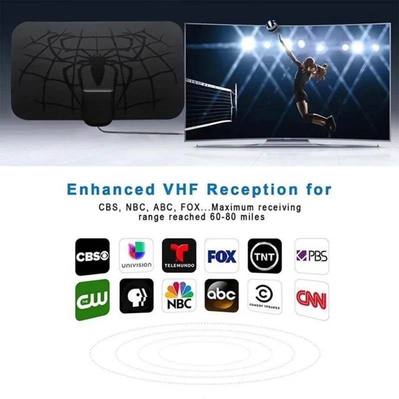 SPIDER PATTERN NEW HDTV CABLE ANTENNA 4K (5G CHIP, 🌎 CAN BE USED WORLDWIDE)