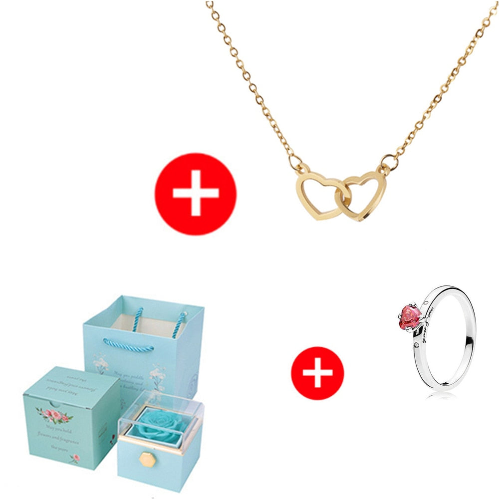 Eternal Rose Box - W/ Engraved Necklace & Real Rose