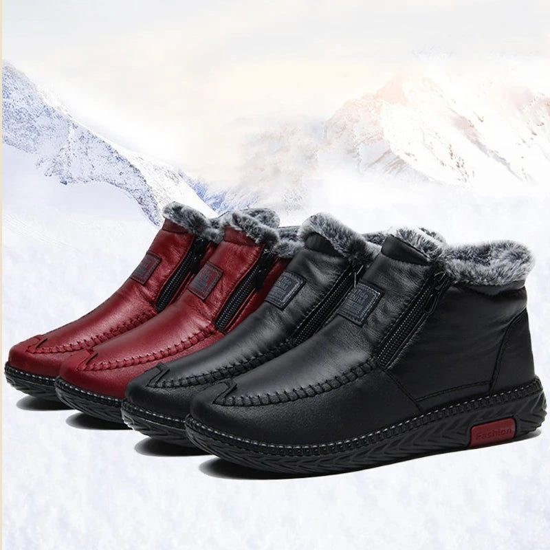 Women's Waterproof Non-slip Cotton Leather Boots