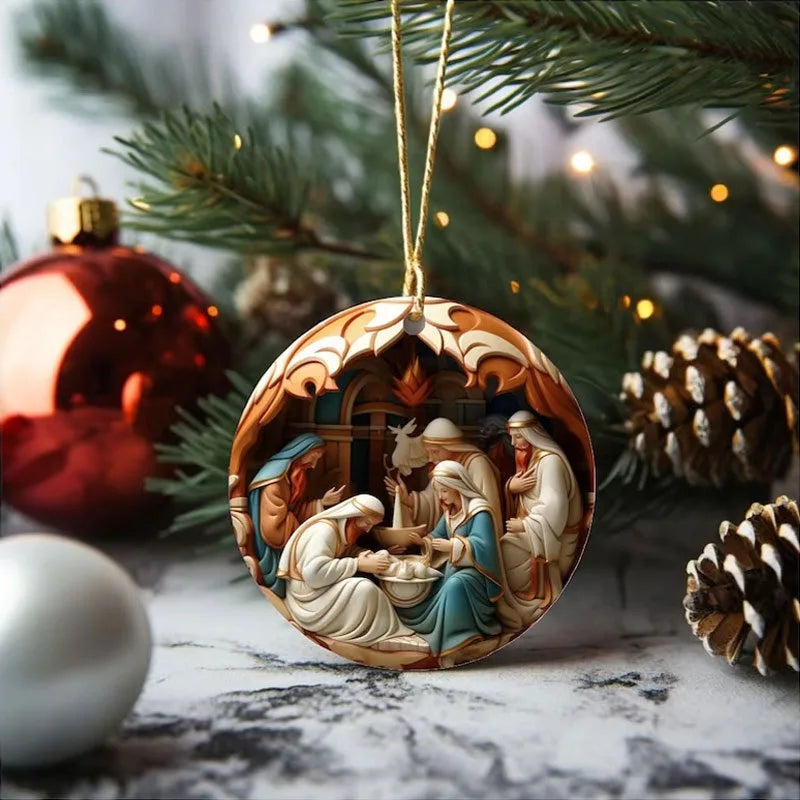 "Birth Of Christ" Disc Ornaments Set For Christmas