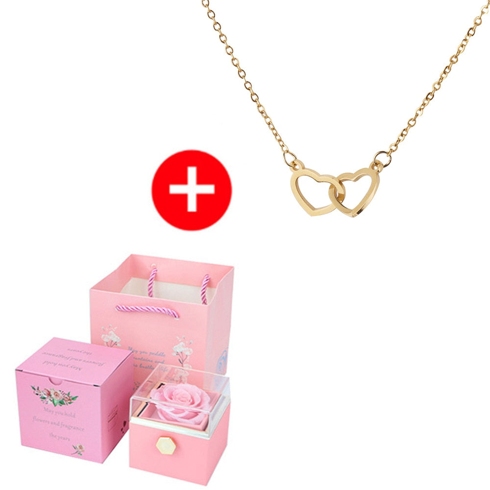 Eternal Rose Box - W/ Engraved Necklace & Real Rose