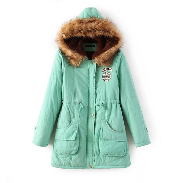 Women Solid Color Winter Hooded Parka Coat (S-3XL)