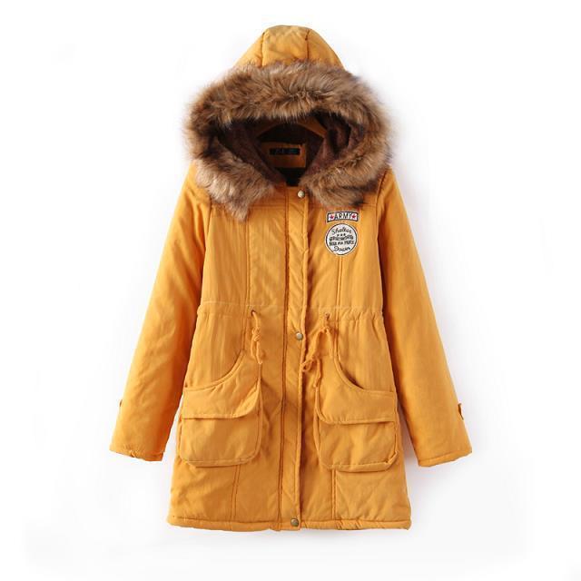 Women Solid Color Winter Hooded Parka Coat (S-3XL)