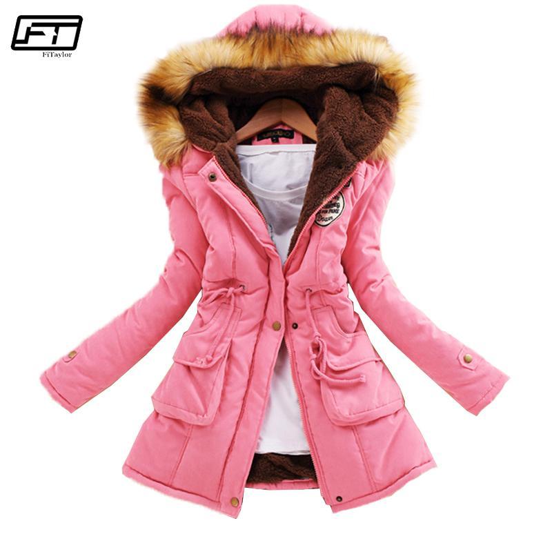 Women Solid Color Winter Hooded Parka Coat (S-3XL)