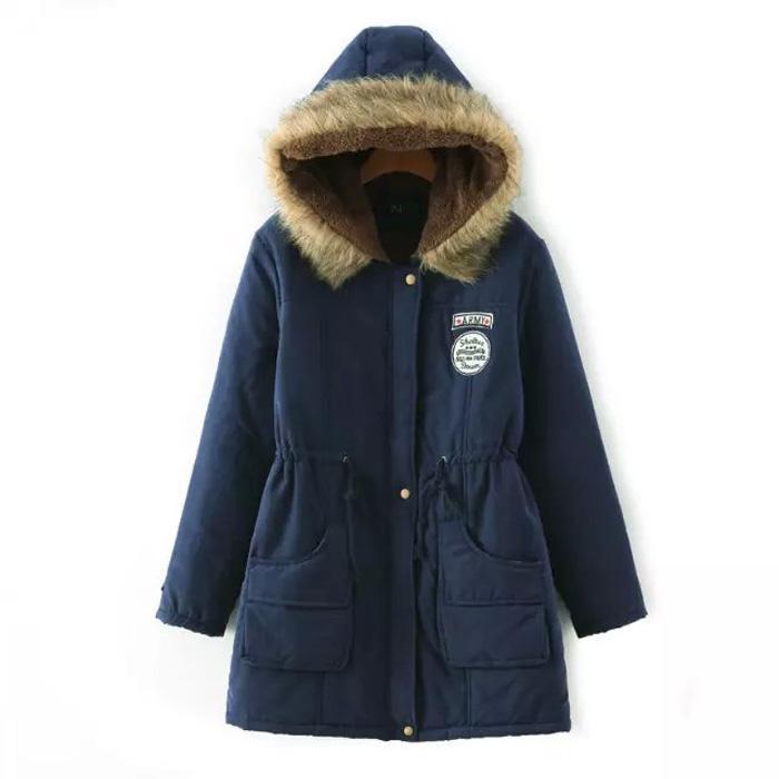 Women Solid Color Winter Hooded Parka Coat (S-3XL)