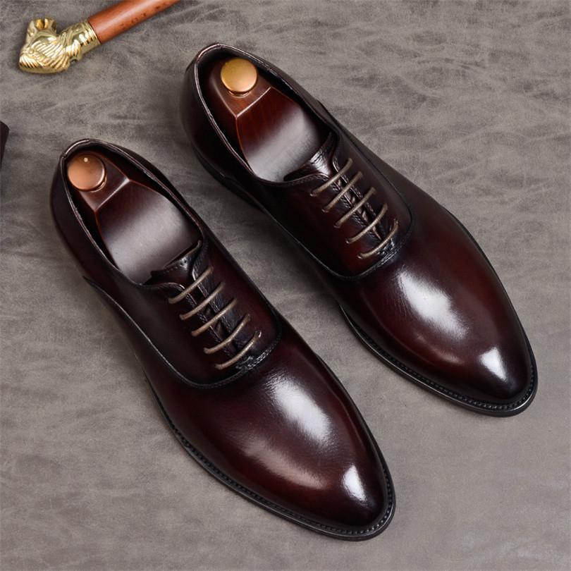 Italian Style High Quality Men formal shoes genuine leather oxford shoes 2019