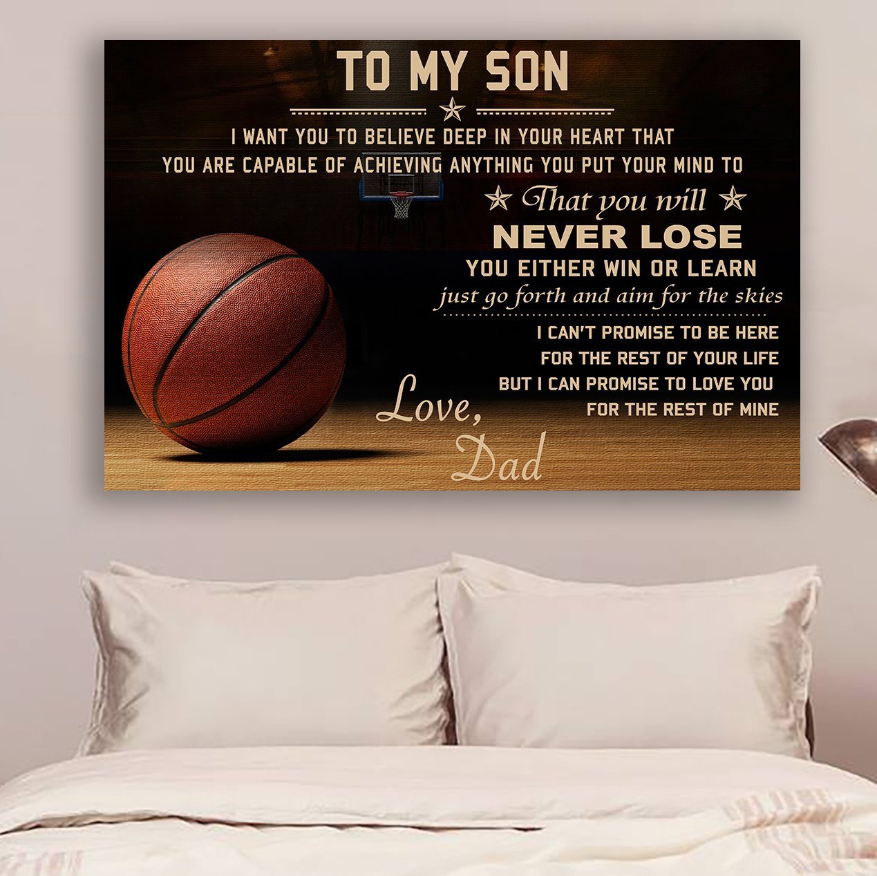 BASKETBALL POSTER - DAD TO SON - NEVER LOSE