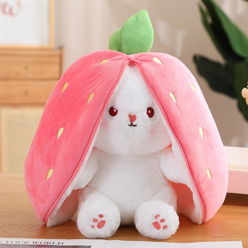 Reversible Carrot Strawberry Bunny Plushies