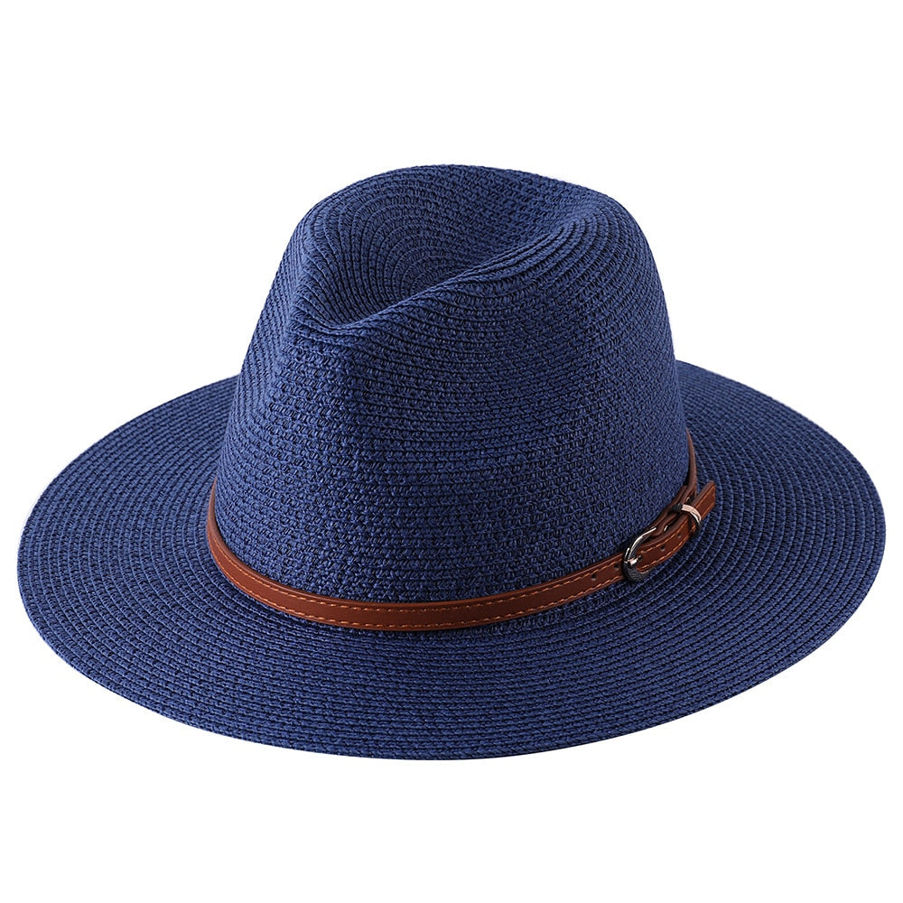 Lazon Classic Brim Straw Panama Summer Roll up Fedora