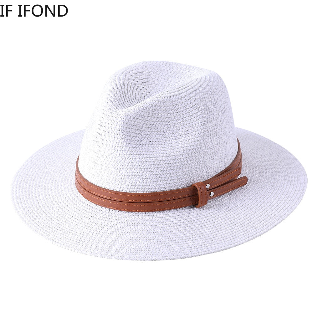 Lazon Classic Brim Straw Panama Summer Roll up Fedora
