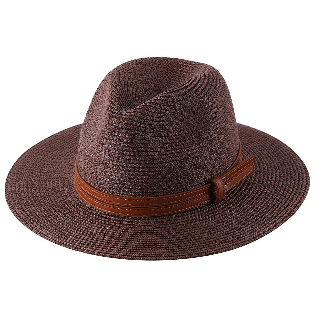 Lazon Classic Brim Straw Panama Summer Roll up Fedora