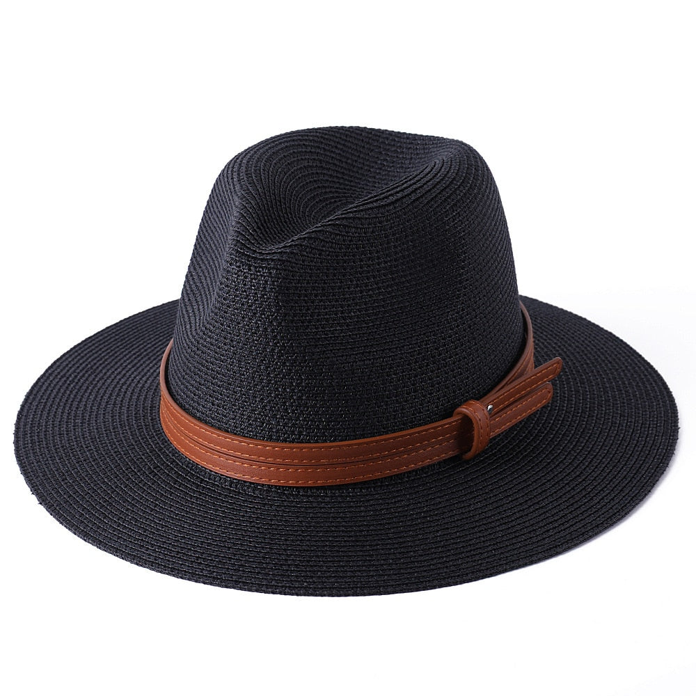 Lazon Classic Brim Straw Panama Summer Roll up Fedora