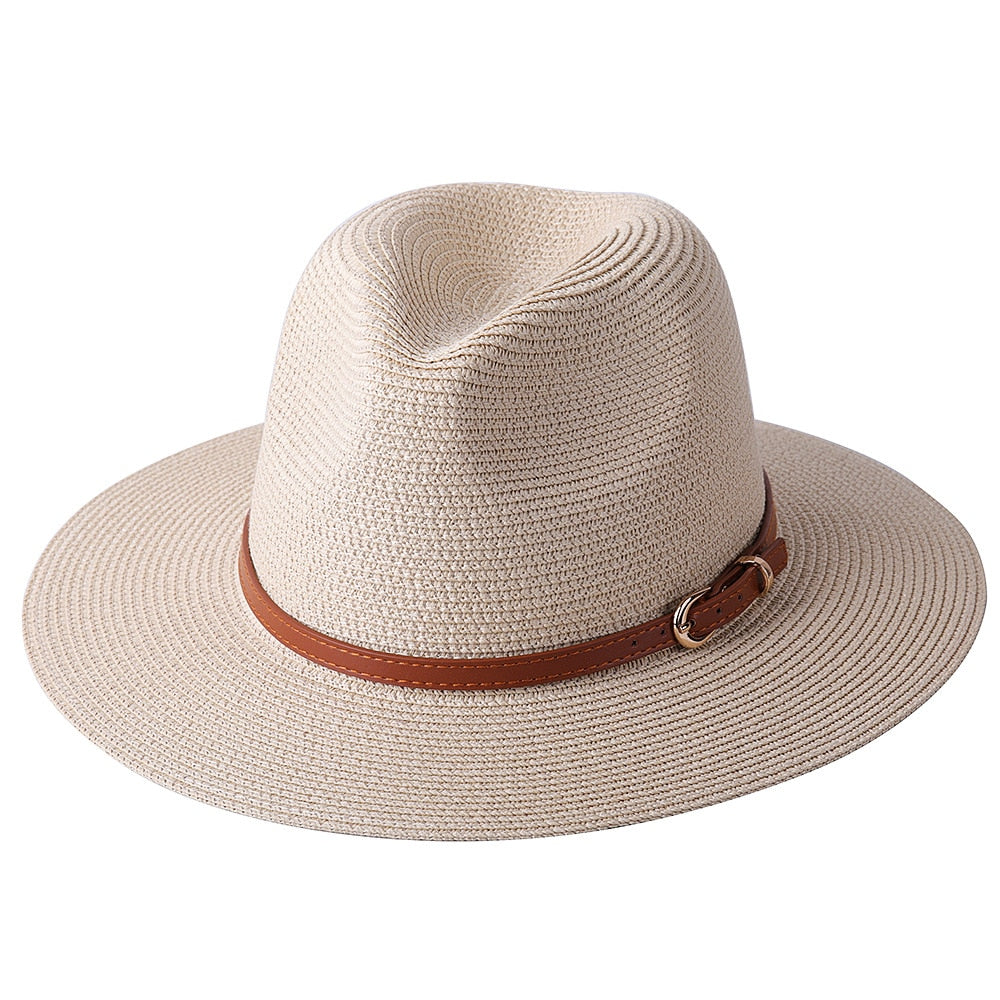 Lazon Classic Brim Straw Panama Summer Roll up Fedora