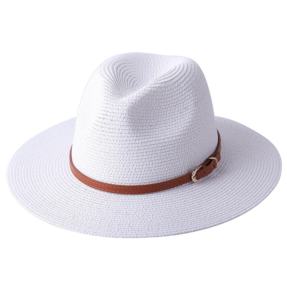 Lazon Classic Brim Straw Panama Summer Roll up Fedora