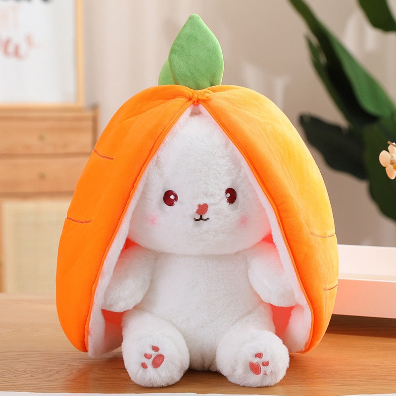 Reversible Carrot Strawberry Bunny Plushies
