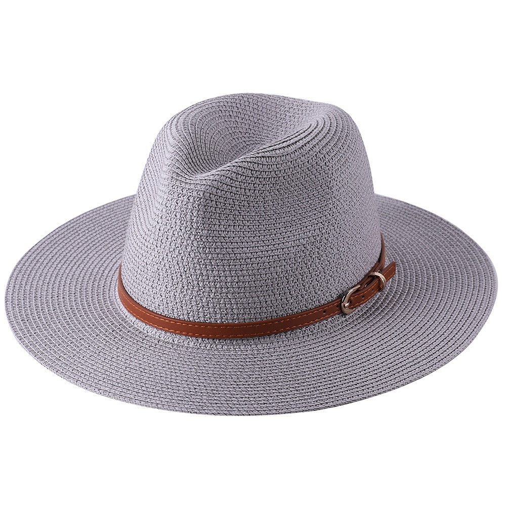 Lazon Classic Brim Straw Panama Summer Roll up Fedora