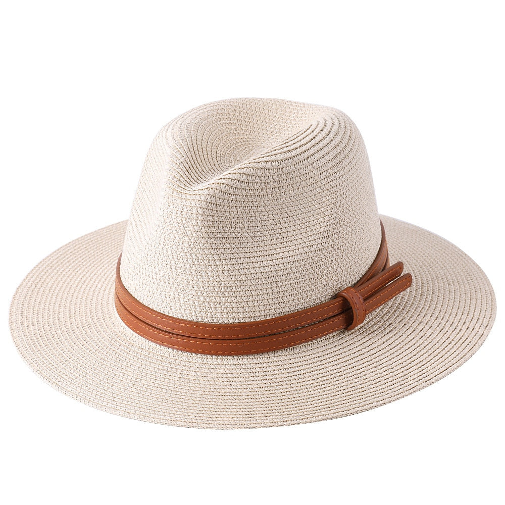 Lazon Classic Brim Straw Panama Summer Roll up Fedora