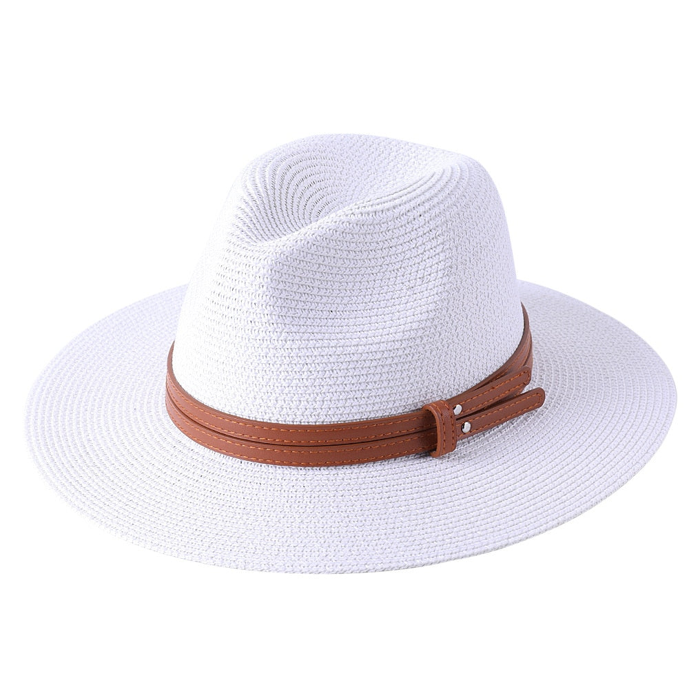 Lazon Classic Brim Straw Panama Summer Roll up Fedora