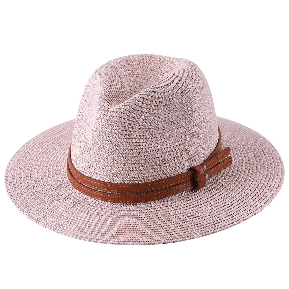 Lazon Classic Brim Straw Panama Summer Roll up Fedora