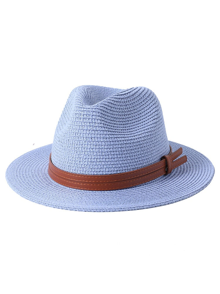 Lazon Classic Brim Straw Panama Summer Roll up Fedora