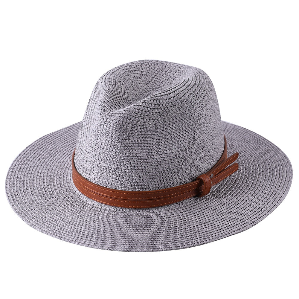 Lazon Classic Brim Straw Panama Summer Roll up Fedora