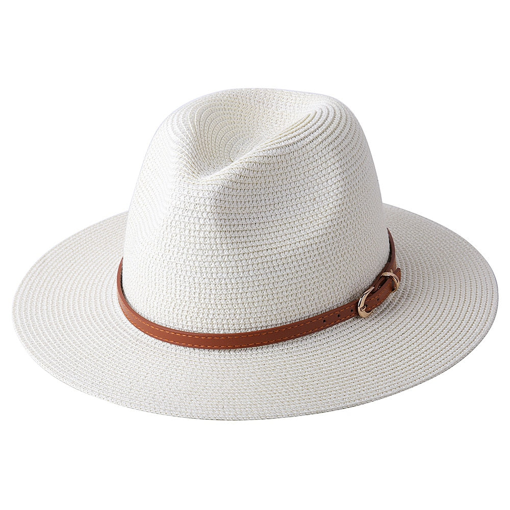 Lazon Classic Brim Straw Panama Summer Roll up Fedora