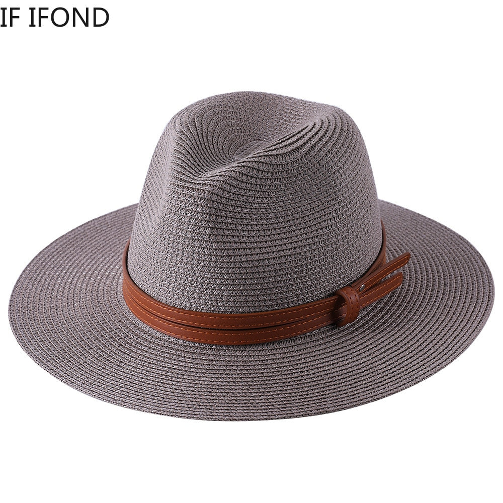 Lazon Classic Brim Straw Panama Summer Roll up Fedora