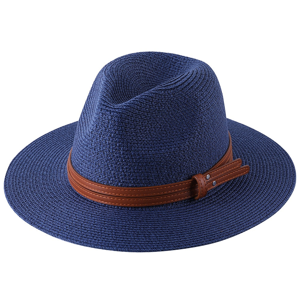 Lazon Classic Brim Straw Panama Summer Roll up Fedora