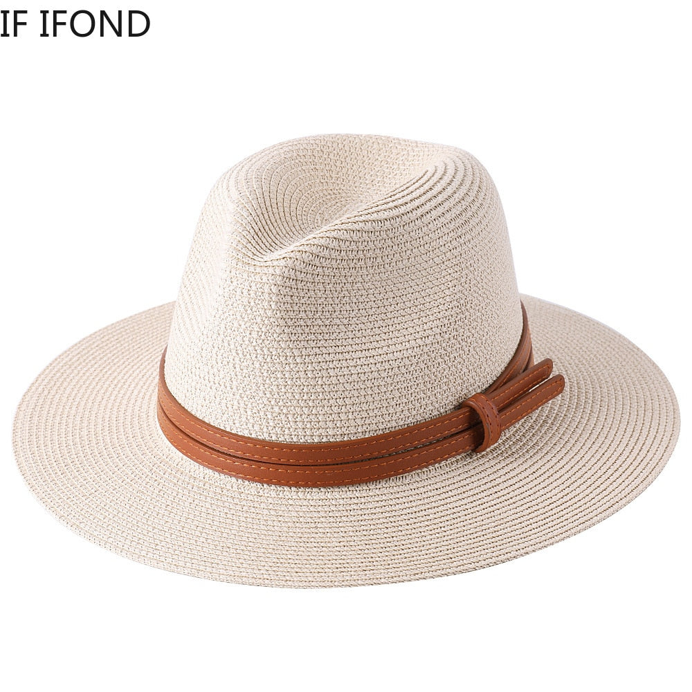 Lazon Classic Brim Straw Panama Summer Roll up Fedora