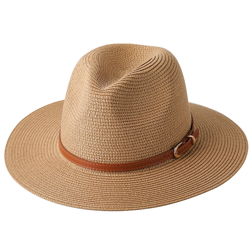 Lazon Classic Brim Straw Panama Summer Roll up Fedora