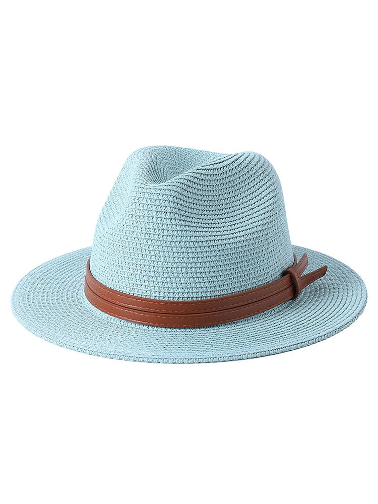 Lazon Classic Brim Straw Panama Summer Roll up Fedora
