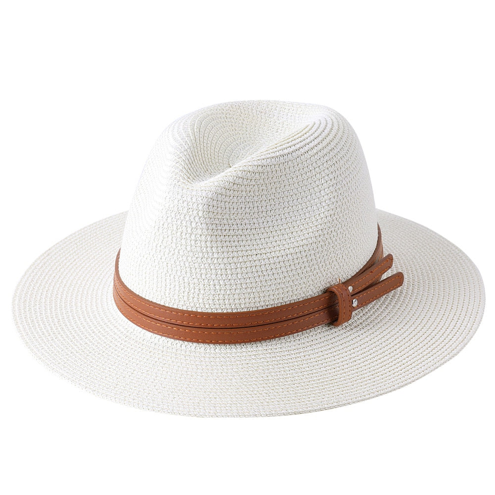 Lazon Classic Brim Straw Panama Summer Roll up Fedora