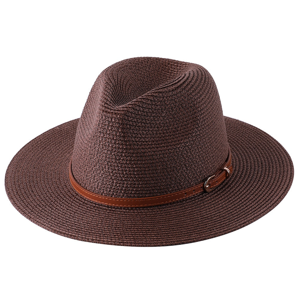 Lazon Classic Brim Straw Panama Summer Roll up Fedora