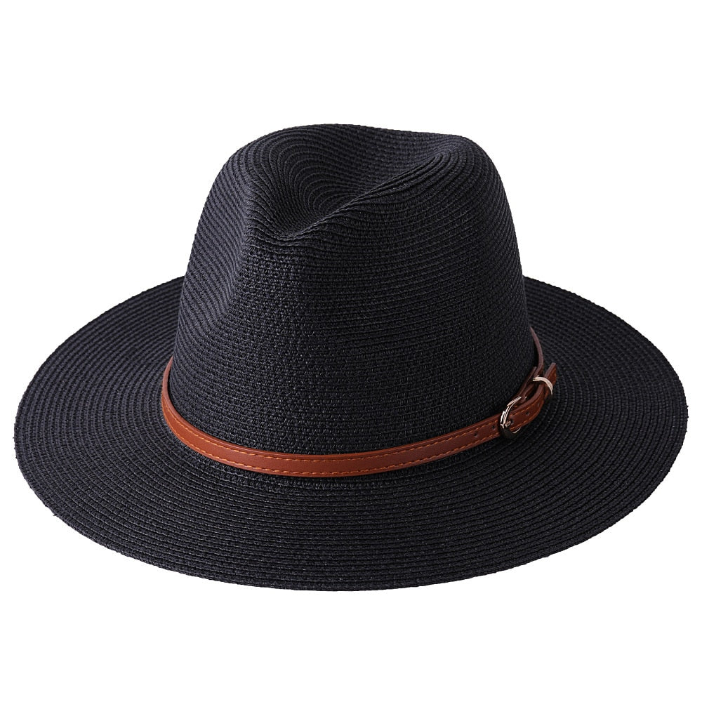 Lazon Classic Brim Straw Panama Summer Roll up Fedora
