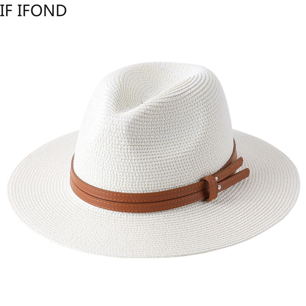 Lazon Classic Brim Straw Panama Summer Roll up Fedora