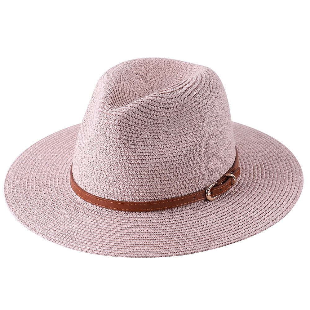 Lazon Classic Brim Straw Panama Summer Roll up Fedora