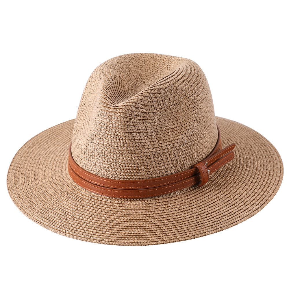 Lazon Classic Brim Straw Panama Summer Roll up Fedora